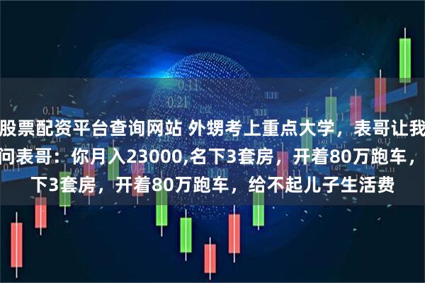 股票配资平台查询网站 外甥考上重点大学，表哥让我每月资助3200,我问表哥：你月入23000,名下3套房，开着80万跑车，给不起儿子生活费